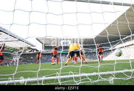 Glasgow, Scotland. 21st Mar, 2015. Scottish Premiership. Celtic versus Dundee United. Jason Denayer backheels past Radoslaw Cierzniak Credit:  Action Plus Sports/Alamy Live News Stock Photo