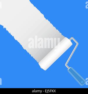 Paint roller brush with white, vector illustration Stock Vector