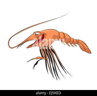 Vector image of happy smiling cartoon shrimp Stock Photo