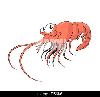 Vector image of funny cartoon smiling shrimp Stock Photo