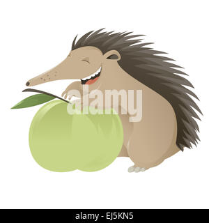 Vector image of smiling funny cartoon hedgegog Stock Photo