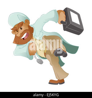 Vector image of an running cartoon doctor Stock Photo