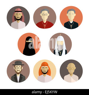 Vector image of collection of flat icons of religion Stock Photo