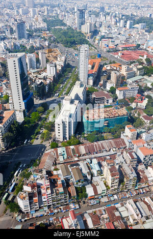 View from the Bitexco Financial Tower Observation Deck. Ho Chi Minh City, Vietnam. Stock Photo