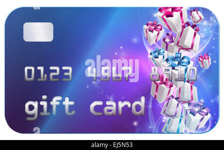 A credit card style gift card illustration with gifts or presents Stock Photo