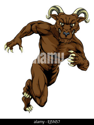 Running ram mascot illustration of a ram animal sports mascot or character sprinting Stock Photo