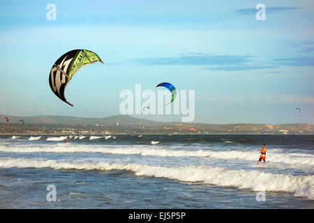 Kiteboarding. Mui Ne, Binh Thuan Province, Vietnam. Stock Photo