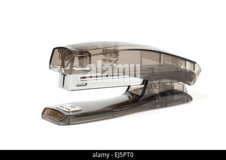 Transparent gray office stapler isolated on white Stock Photo