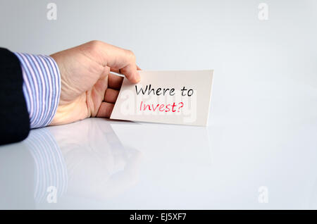 Business hand writing text Where to invest Stock Photo
