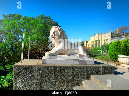 Statue of lion and stairs in Vorontsov's palace Stock Photo