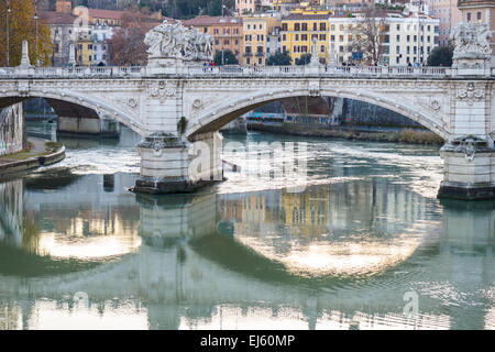 bridge on tevere river in rome near vatican Stock Photo