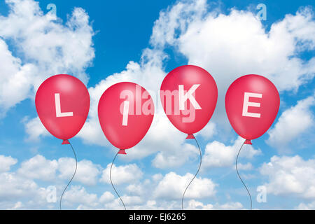 like text on balloon with blue sky background Stock Photo