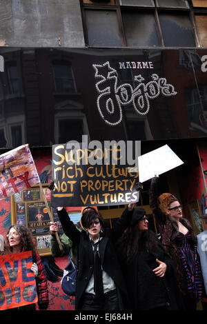 London, UK. 22nd Mar, 2015. Protesters including Artist George Skeggs gathered to protest the destruction of traditional Soho venues Credit:  Rachel Megawhat/Alamy Live News Stock Photo