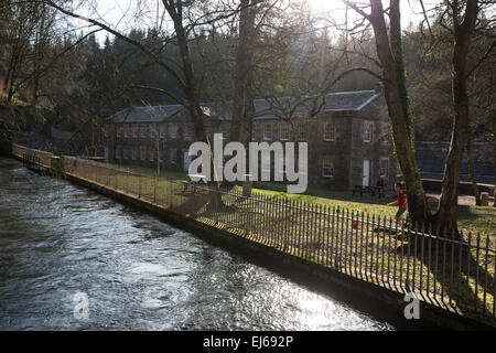 Robert Owen's mill, now a UNESCO World Heritage site, in New Lanark, Scotland, UK. Stock Photo