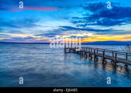 Sunset on Bracciano Lake Stock Photo