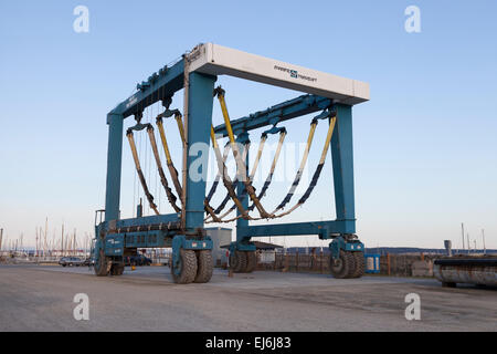 Mobile boat hoist at the Port of Port Townsend - Port Townsend, Jefferson County, Washington, USA Stock Photo