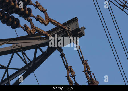 transformers conductor high voltage line Insulator Stock Photo