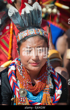 Konyak Girl in traditional  dress Stock Photo