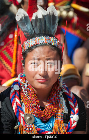 Konyak Girl in traditional  dress Stock Photo