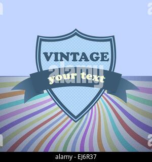 Shield retro vintage label on sunrays background, stock vector Stock Vector