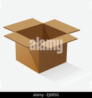 Opened brown paper box with shadow, stock vector Stock Vector