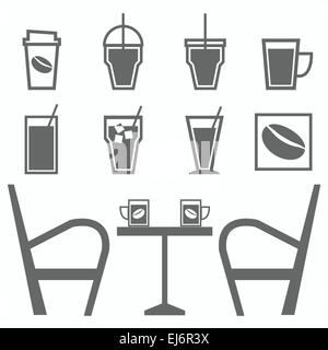 Set of drinks in coffee shop on white background, stock vector Stock Vector