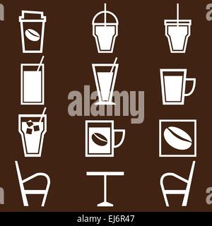 Coffee drinks icons in coffee shop, stock vector Stock Vector