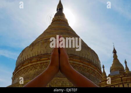 Shwezigon Pagoda, Bagan, Mandalay Region, Myanmar Stock Photo