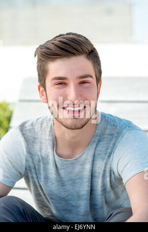 Portrait of a young man laghing Stock Photo
