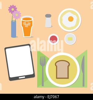Food and brain breakfast set, stock vector Stock Vector