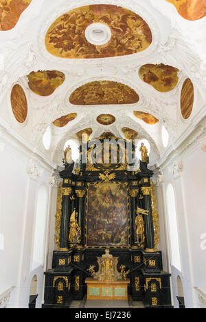 Altar of the baroque church, Charterhouse Mauerbach, Lower Austria, Austria Stock Photo