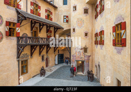 Courtyard of Brunico Castle, Messner Mountain Museum, MMM Ripa, Bruneck, Brunico, South Tyrol, Italy Stock Photo