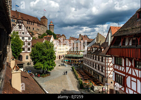 Pilate House, Kaiserburg, Imperial Castle with Heidenturm, Heiden Tower and Sinwellturm, Sinwell Tower, Albrecht Dürer's House Stock Photo