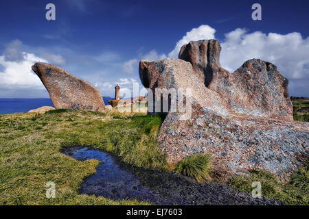 Lighthouse Men Ruz, Brittany, France Stock Photo