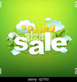 Spring Sale Poster With Green Background Stock Photo