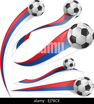 russian flag set with soccer ball Stock Vector