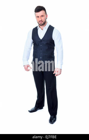 Bar bouncer arm cross over a white background studio Stock Photo