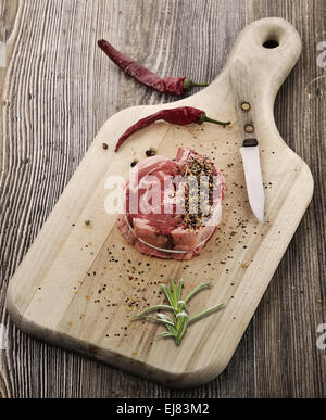 Piece Of Red Raw Meat Steak Stock Photo