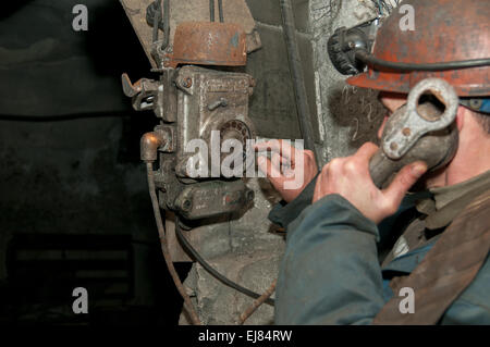 old phone in the mine Stock Photo