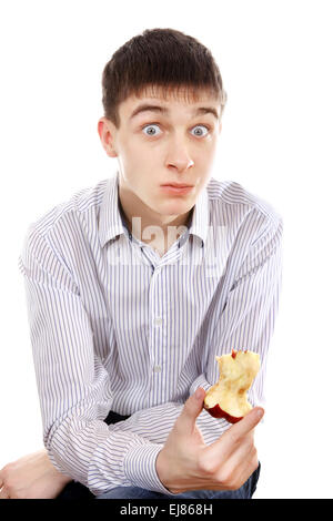 Surprised Teenager with an Apple Stock Photo