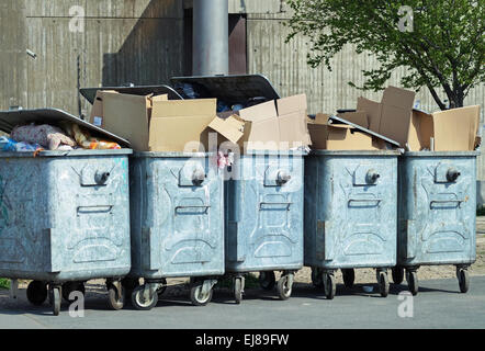 Large Green Plastic Trash Cans City Street Containers Wheels