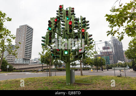 The Traffic Light tree was created by French sculptor Pierre Vivant following a competition. Stock Photo