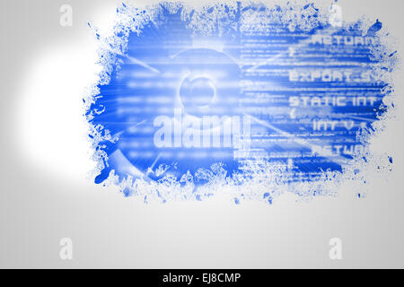 Splash on wall revealing technology interface Stock Photo
