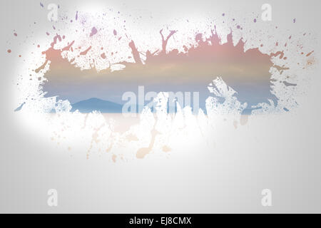 Splash on wall revealing desert and mountain Stock Photo