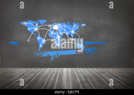 Splash on wall revealing technology interface Stock Photo