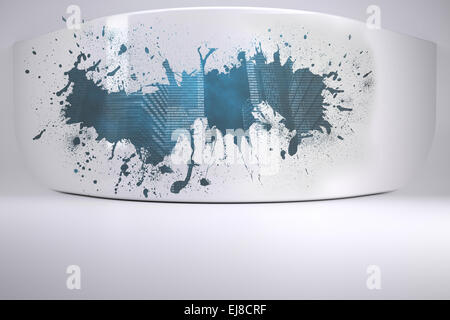 Splash on wall revealing technology city Stock Photo