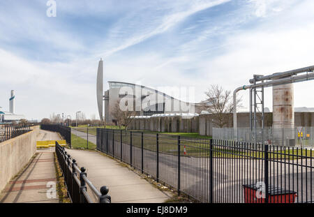 The sludge incinerator at the Crossness Sewage works near Thamesmead London UK Stock Photo