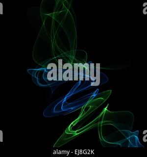 Green and blue abstract smoke on black Stock Photo