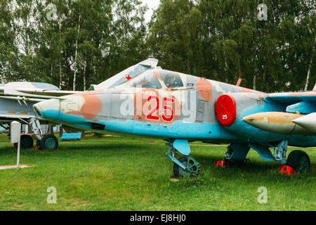 Su-25 - Soviet armored single subsonic attack aircraft designed to provide close air support for troops in the fighting day and Stock Photo