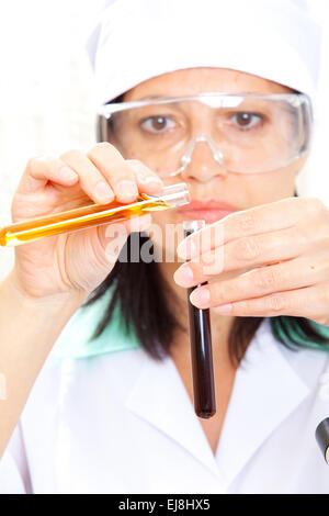 medic mix solutions in test tubes Stock Photo